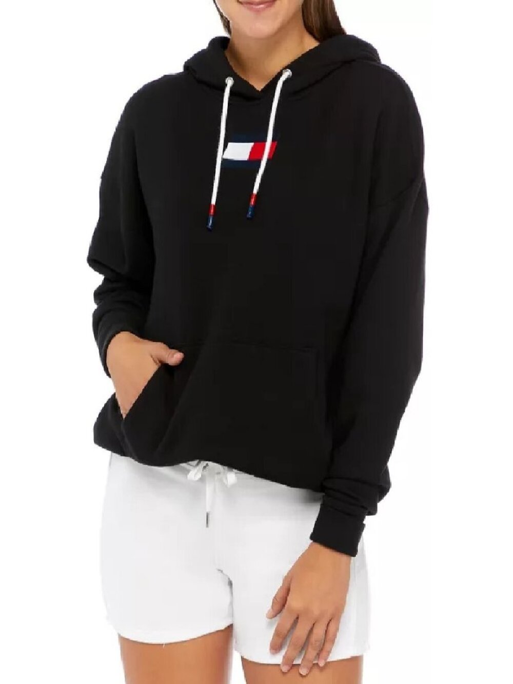new BLACK Tommy Hilfiger Women's Sport Athleisure Hoodie Sweatshirt - Size Small
